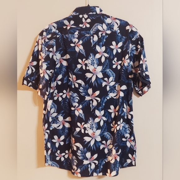 Fashion Nova Mens Navy Tropical Cuban Button Up Shirt 2XL NWT - Picture 1 of 7